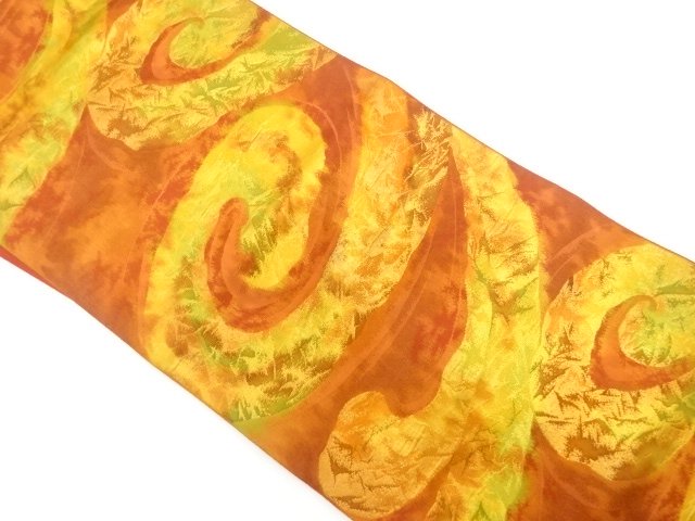 JAPANESE KIMONO / NAGOYA OBI / WOVEN ICE CRACKED PATTERN  & PLANT 